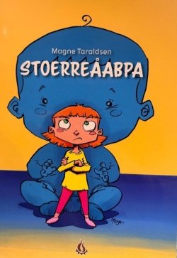 Bokomslag med en tegning som illustrerer en frustrert jente stående framfor en sittende baby.