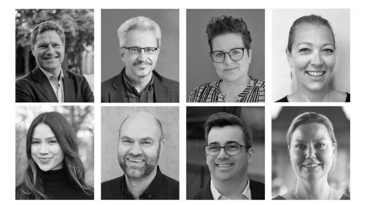 Profilbilde av (fra venstre) Sveinung Skule, Pete Robertson, Ingrid Bårdsdatter Bakke, Kristine Winjevoll, Sara Seehus, Sveinung Jørgensen, Tor Andreas Bremnes og Rie Thomsen.