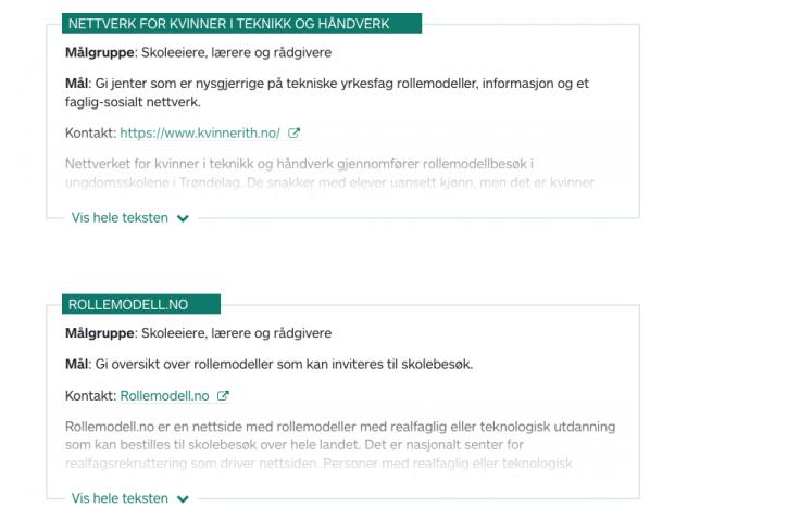 Skjermdump av nettsiden Hvordan jobbe med kjønnsdelte utdanningsvalg