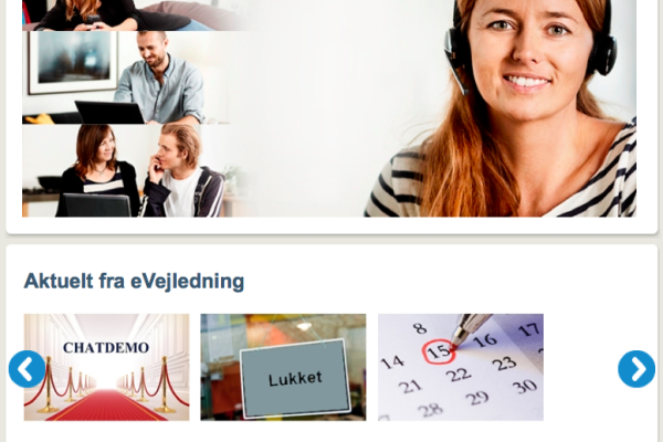 Skjermdump fra eVejlednings nettsider.