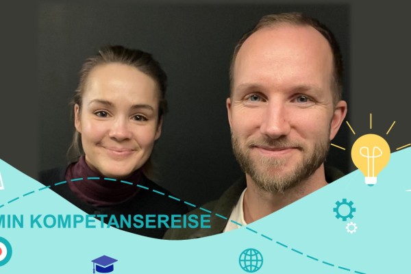 Bilde av Marit og Tomas med Min kompetansereise-logo.