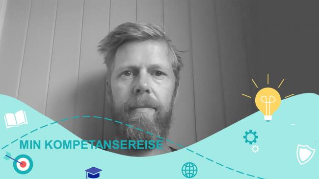 Portrett av Ole Nicolay Høivik med logo "min kompetansereise"