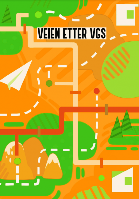 Forsidebildet til veilederen. Kart i grønt og oransje.