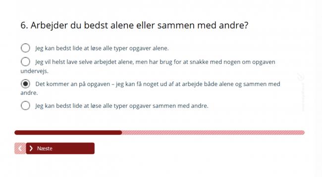 bilde av spørsmål i Uddannelsestjek 