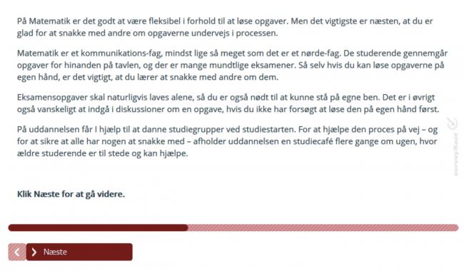 bilde av repsons på spørsmål i Uddannelsestjek 